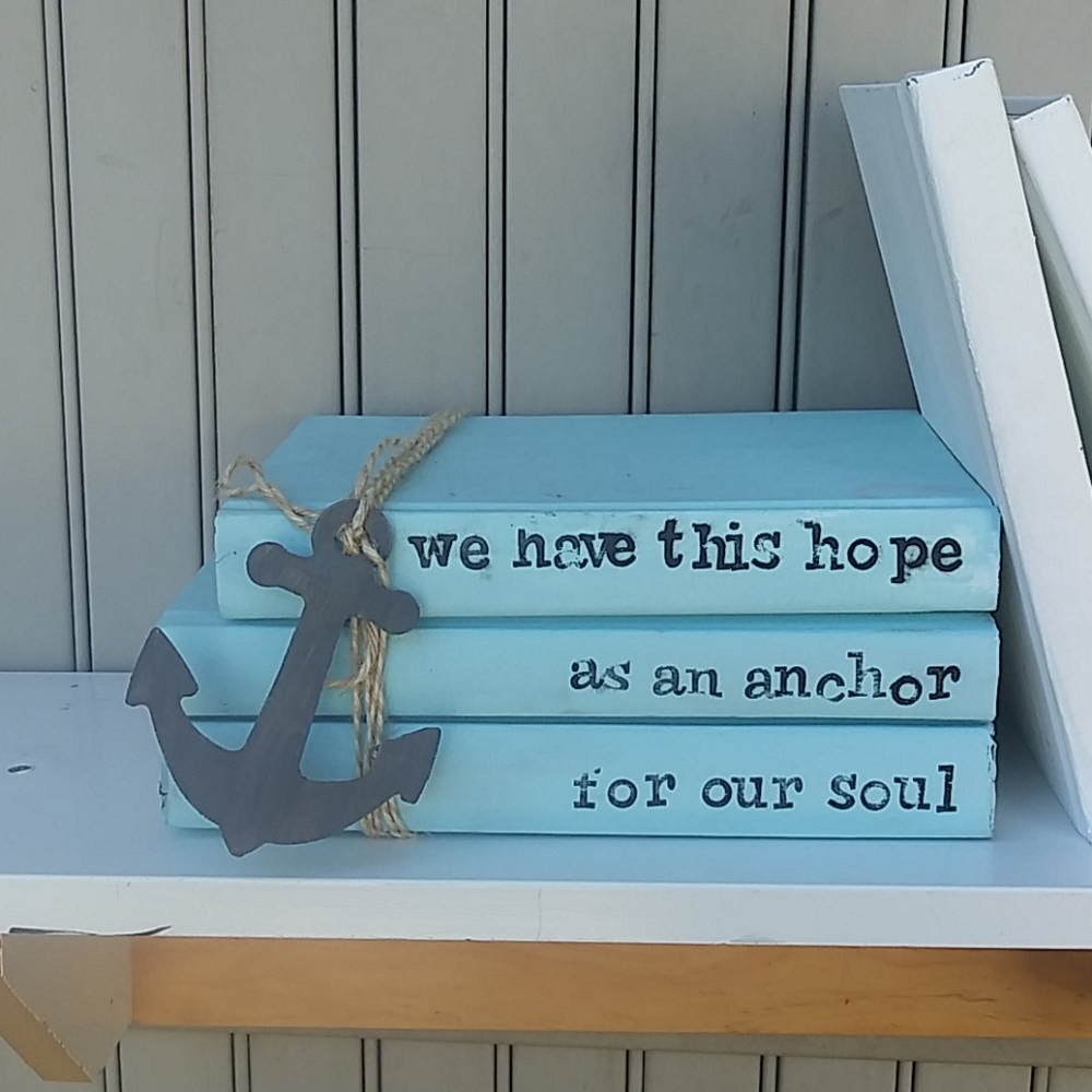 Book Stack Staging Table Tray Decor Bible Verse